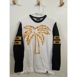 Blvd Supply Long Sleeve Gold Palm Tree T-Shirt Size Medium